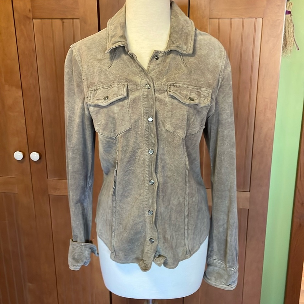 All Saints Spitalfields suede Yani shirt.